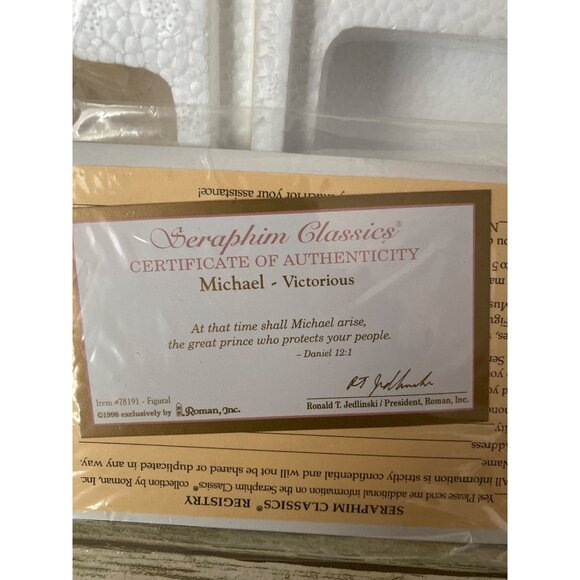 Seraphim Classics Michael Victorious Angel Figurine 1998 Roman Inc #78191 NIB - Picture 13 of 14